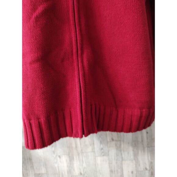 Women's NO TAGS Red Knit very well made Sweater Full Zipper long sleeves Heavy - Picture 6 of 7